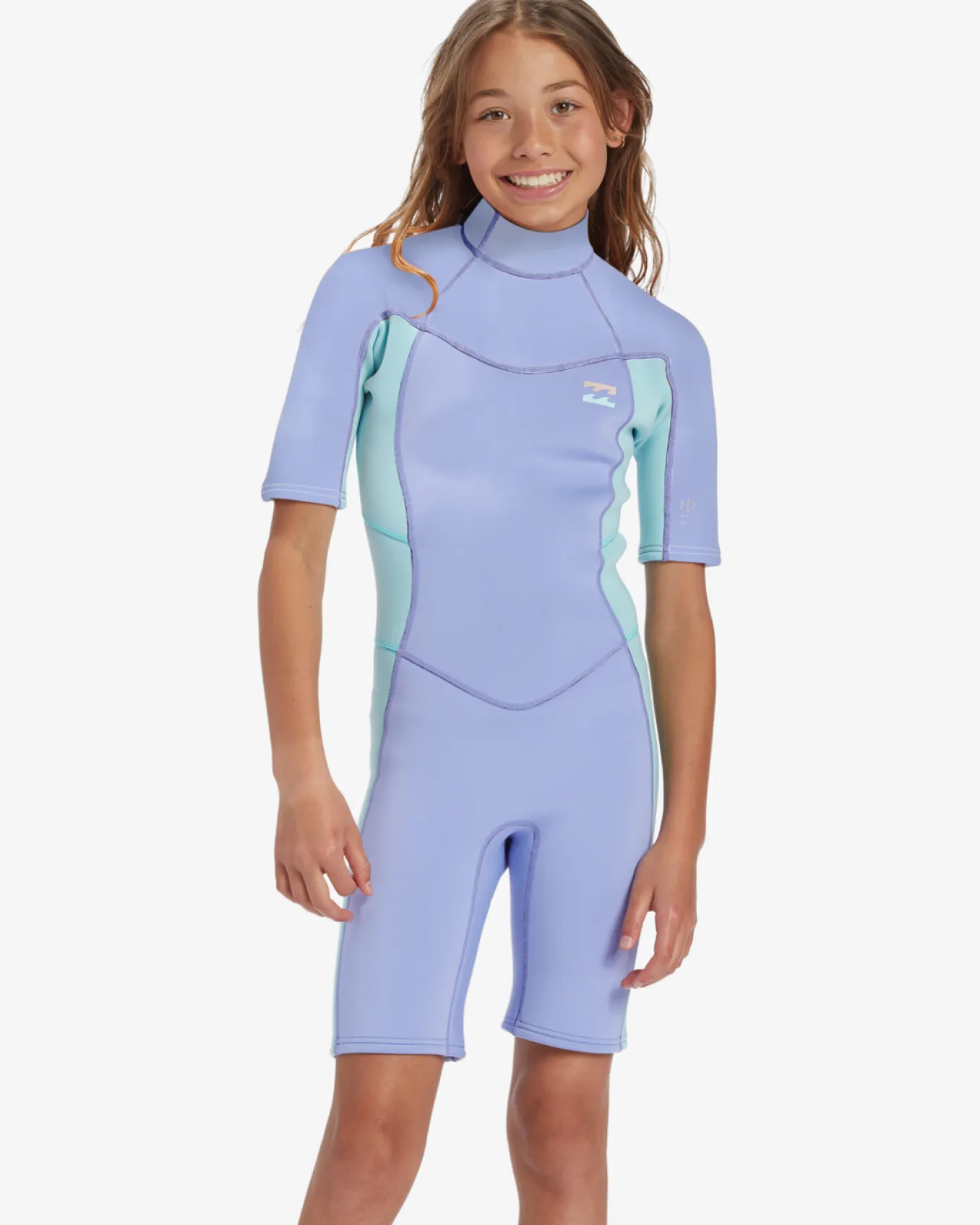 2mm Foil - Back Zip Short Sleeve Springsuit para crianças 4-16