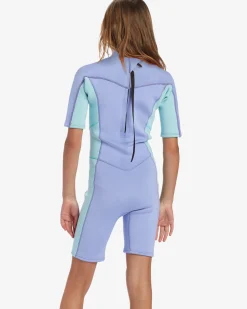 2mm Foil - Back Zip Short Sleeve Springsuit para crianças 4-16