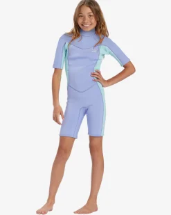 2mm Foil - Back Zip Short Sleeve Springsuit para crianças 4-16
