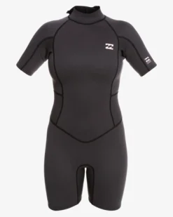 2/2mm Launch - Fato de surf de cal&ccedil;&atilde;o e manga curta com fecho nas costas para Mulher